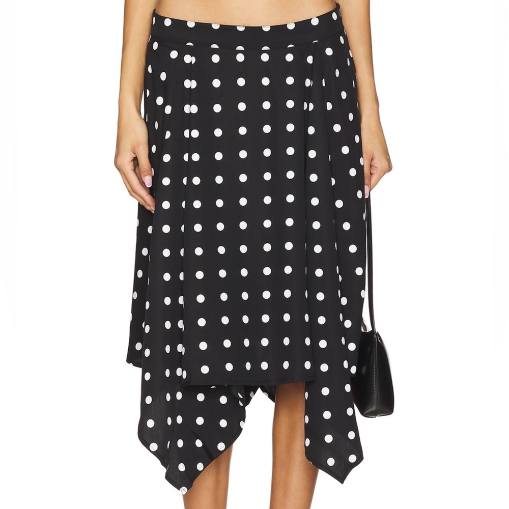EB Denim Asymmetrical Black and White Polka Dot Skirt